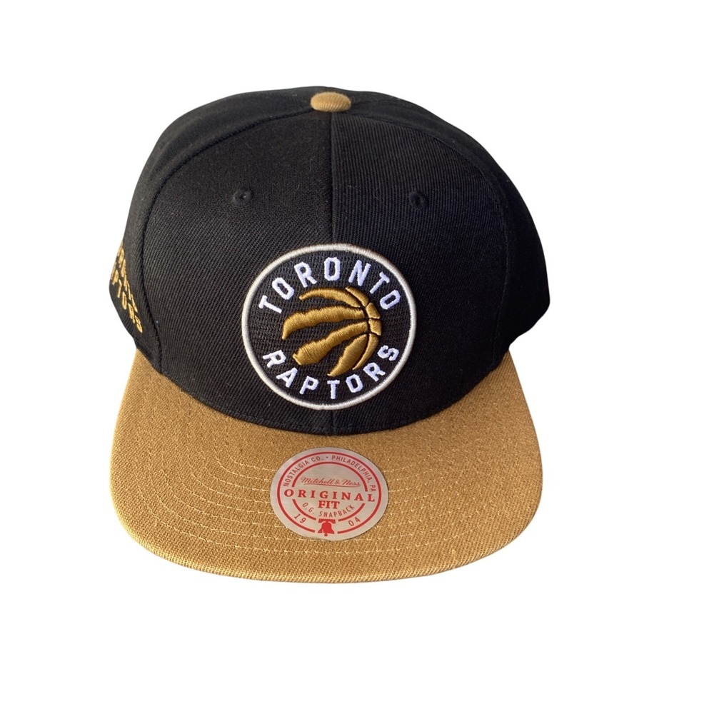 Mitchell and Ness Toronto Raptors Snapback Hat - Black and Gold Cap